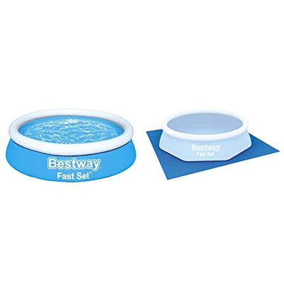Bestway 57392 Piscina Fuori Terra Fast Set da 183 x 51 cm & 58000 Tappeto Base per Piscina da 274 x 274 cm