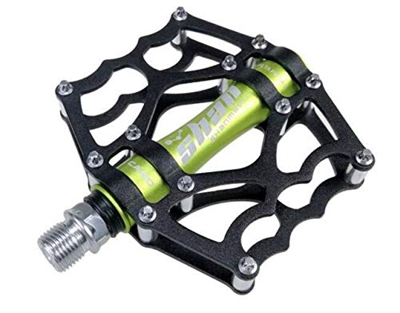MTB Mountain Bike pedaliera in Alluminio CNC della Bici della Lega poggiapiedi Big Flat Ultralight Ciclismo BMX Pedale Pedali Bici (Color : Green)