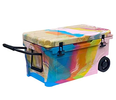 GYAM Congelatore da 55L su Ruote, Refrigeratore da Campeggio da Esterno, Refrigeratore da Carrello, Contenitore Portatile con 4 Contenitori per Ghiacc