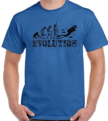 EDDDD Scuba Diving Evolution Mens Funny T-Shirt Snorkel Equipment Gear Sea Air Tanks Blue S