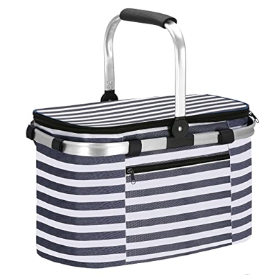 SPRINGOS Borsa termica da 46 l, in pellicola di alluminio, per picnic, 40 x 25 x 28 cm, per la spesa, isolata, borsa per la spesa, borsa pieghevole