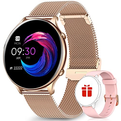 Smartwatch Uomo Donna Fitness Orologio con Cardiofrequenzimetro Monitoraggio della Salute Femminile Orologio Contapassi Impermeabile Compatibile con i