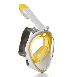 QHYTL Maschera da Snorkeling in Silicone Integrale, Snorkeling subacqueo a 180° Maschera Subacquea a Bocca Piatta di Tipo Asciutto, Adatta per Adulti  en oferta