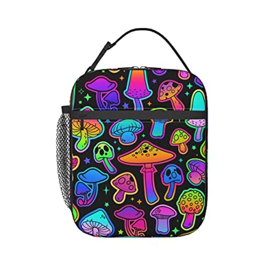 Funghi Psichedelici Sacchetti Pranzo Impermeabile Portatile Borsa Frigo Morbido Borsa Porta Pranzo Borsa Termica Per Campeggio, All'Aperto 11X21X26Cm