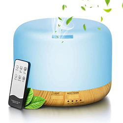 Umidificatore Ad Ultrasuoni, Diffusore di Oli Essenziali 450ML Diffusori Aroma Humidifier, Diffusore di Aromi Nebulizzatore Oli con Telecomando 7 Colo características
