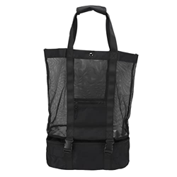 Borsa Portaoggetti Rimovibile, Borsa Portaoggetti da Campeggio da Spiaggia per Barbecue Borsa da Spiaggia Nera per il Tempo Libero Due in Una Borsa da características