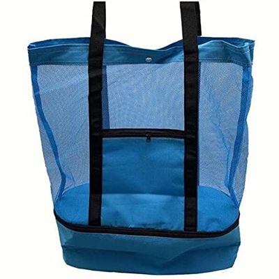 ZWINNER Borsa da Spiaggia in Rete, Borsa Termica Pieghevole Scomparto Frigorifero con Cerniera Oversize Chiusa Borsa da Campeggio per attività all'ape