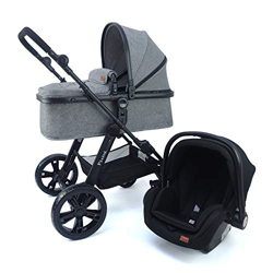 Pixini Passeggino Trio Arizona, 3 in 1 Carrozzina Ovetto Pieghevole, Accessori, Bambini (Grigio) precio