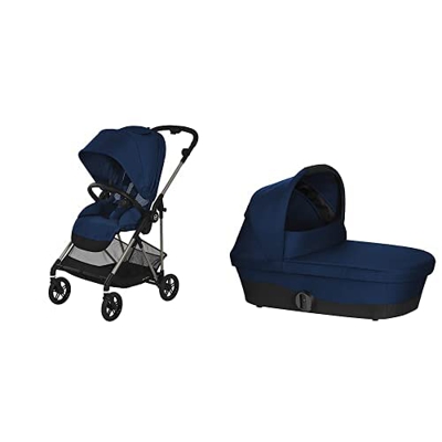 CYBEX Gold Passeggino Melio, Dalla nascita a circa 3 anni + Gold Melio Cot Navicella per passeggino, Dalla nascita fino a 6 mesi