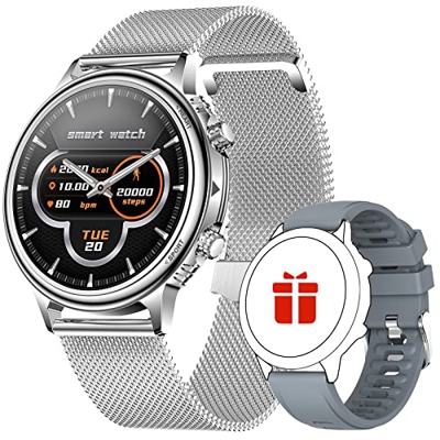 Smartwatch Uomo Donna con Bluetooth Chiamata 1,32 Pollici HD Fitness Orologio alla Moda con Pedometro con Cardiofrequenzimetro Monitoraggio del Sonno 