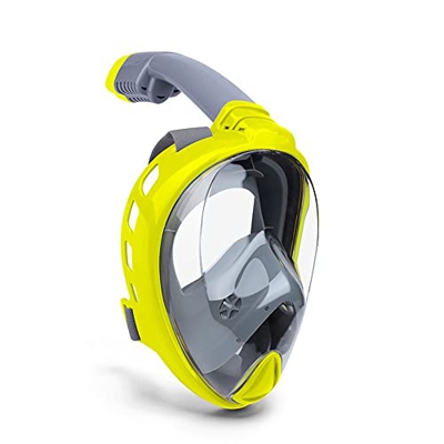 Full Face Snorkel Mask Diving Mask Safety Breathing System 180 Panoramic Foldable Anti Fog Anti Leak Swimming Mask with Detachable Camera Mount (D X)