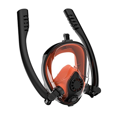 Full Face Snorkel Mask Diving Mask for Adults 180° Panoramic View Snorkel Mask Safe Breathing Black (E S/M)