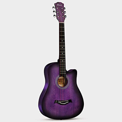 38 inch Beginner Acoustic Guitar Female Male Self-Study Purple Series Retro Ballad Adult Student Practicing Guitar Handmade Fraxinus Material (Purple) en oferta