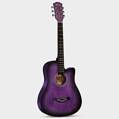 38 inch Beginner Acoustic Guitar Female Male Self-Study Purple Series Retro Ballad Adult Student Practicing Guitar Handmade Fraxinus Material (Purple)