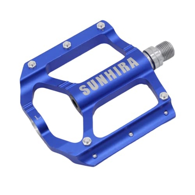 SUNHIRA Pedale piatto Mountain Bike 9/16 MTB Pedali In Lega di Alluminio Basso Impegno Facile da usare per Principianti (BLUE)