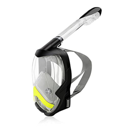 Full Face Snorkel Mask Foldable 180° Panoramic View Anti-Leak Anti-Fog Snorkeling Gear for Adults with Detachable Camera Mount (Black S/M) precio