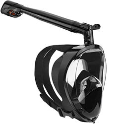 Full Face Snorkeling Mask with Panoramic View And Action Camera Mount Anti-Fog And Anti-Leak Design Dive Mask for Adults And Youth (Black X) precio