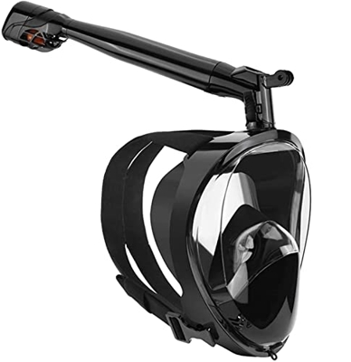 Full Face Snorkeling Mask with Panoramic View And Action Camera Mount Anti-Fog And Anti-Leak Design Dive Mask for Adults And Youth (Black X)