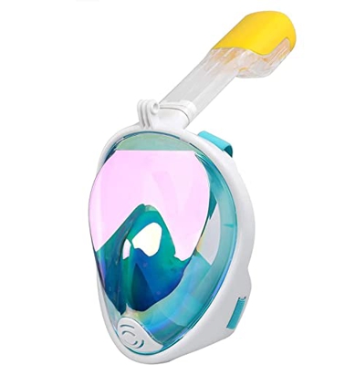 Full FaceSnorkel Mask for Adults And Kids 180°Panoramic Sea View Snorkeling Mask Anti-Fog Anti-Leak Safety Diving Mask (Green X)