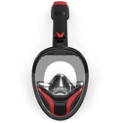 Full Face Snorkeling Diving Mask with Anti Leak Advanced Breathing System 180 Degree View Scuba Diving Mask for Adults And Kids (Red X) precio