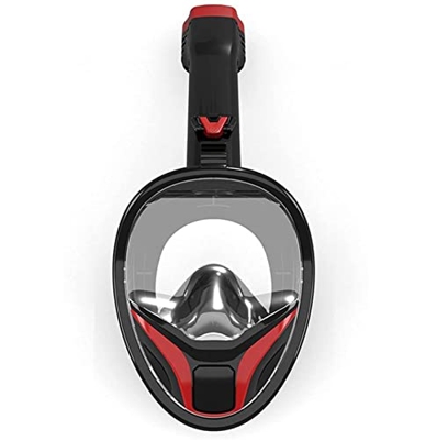Full Face Snorkeling Diving Mask with Anti Leak Advanced Breathing System 180 Degree View Scuba Diving Mask for Adults And Kids (Red X)