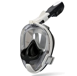 Full Face Snorkel Mask Snorkeling Diving Mask with Action Camera Mount Easy Breath Anti-Fog Anti-Leak Design for Diving Enthusiasts (White S/M) precio