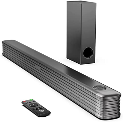 Soundbar per TV con subwoofer wireless, soundbar a 2.1 canali con Bluetooth 5.0, bassi profondi, sistema soundbar supporta coassiale, ottico, A, N1 15