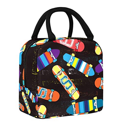 Borsa termica per il pranzo, per skateboard, sportiva, impermeabile, a prova di perdite, grande borsa per la preparazione dei pasti, per adolescenti, 