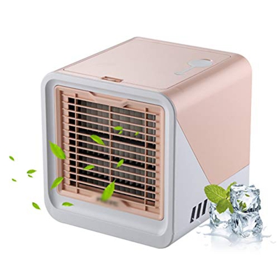 GVFTG Mini Air Cooler Ventilatore Portatile per Aria Condizionata USB da Tavolo Piccolo per Ufficio in Dormitorio Domestico,Rosa