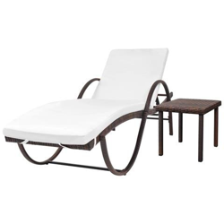 Lettino Prendisole Con Tavolino In Polirattan Marrone en oferta