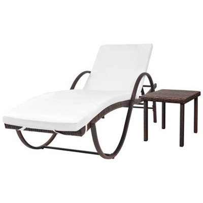 Lettino Prendisole Con Tavolino In Polirattan Marrone