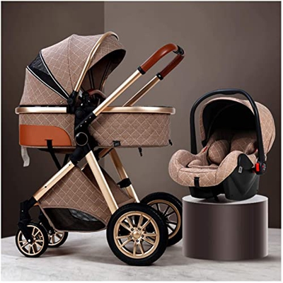 MingrXieh. 3 in 1 Baby Pram Stroller, Foldable High Landscape Anti-Shock Newborn Baby Strollers with Stroller Organizer, Pushchair Used in 0-3 Years O