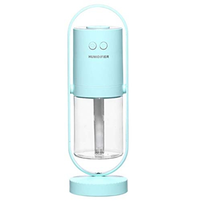 Herxermeny Umidificatore d'Aria USB con Luci Un LED Diffusore di Aromi Ad Ultrasuoni Creatore di Nebbia Purificatore d'Aria da Ufficio 200Ml Blu