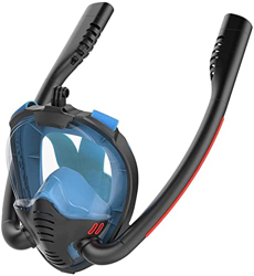 Maschera da snorkeling Maschera da snorkeling per adulti a pieno facciale Scuba Double Snorkel Maschera da snorkeling antiappannamento a pieno faccial en oferta