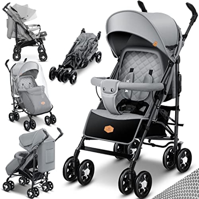 KIDIZ® Passeggino City-Pro Passeggino Passeggino per bambini Passeggino pieghevole Passeggino per sport reclinabile a 360° con ruote da 6 pollici incl