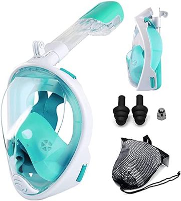 Maschera per lo snorkeling Maschera per lo snorkeling integrale a 180° con vista panoramica a 180° con supporto per fotocamera rimovibile, set top asc