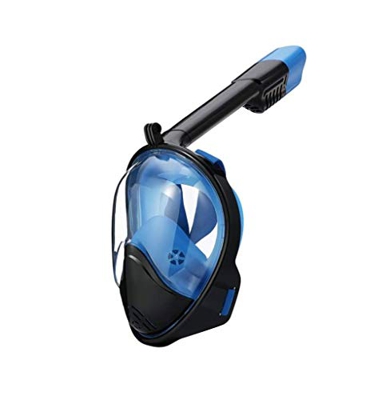Maschera da snorkeling integrale, sistema di respirazione di sicurezza, vista panoramica a 180 gradi, impermeabile e antiappannamento, con supporto pe