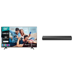 Hisense 58AE7000F, Smart TV LED Ultra HD 4K 58", HDR 10+, Dolby DTS, con Alexa integrata + Hisense HS214 Soundbar 2.1, 80W, Subwoofer Integrato, Bluet precio