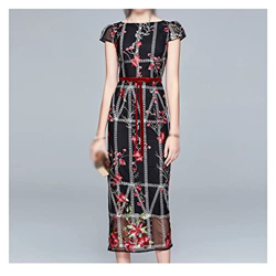 WALNUT Gonna da Donna Ricamata a Matita Lunga Veste Floreale (Color : A, Size : XXL Code) en oferta