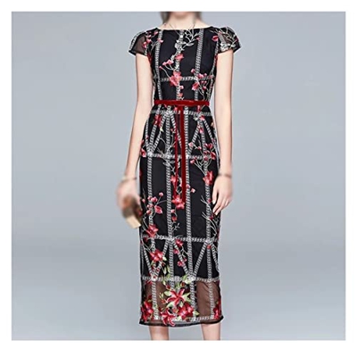 WALNUT Gonna da Donna Ricamata a Matita Lunga Veste Floreale (Color : A, Size : XXL Code)