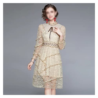 WALNUT Abito da Ricamo da Donna in Rilievo con Perline Cocktail Party (Color : A, Size : XXL Code)