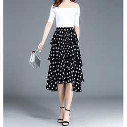 WALNUT Gonna della Gonna da Torta Copertina Estiva Femminile Cavallo Sottile pieghetta Sottile in Chiffon Pois Gonna di Garza Irregolare (Color : A, S en oferta