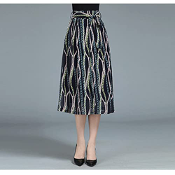 WALNUT Gonna Stampata Gonna Estiva for Chiffon Estiva Gonna a metà Linea Gonna a Pieghe con Cintura (Color : A, Size : 21/L) en oferta