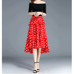 WALNUT Gonna della Gonna da Torta Copertina Estiva Femminile Cavallo Sottile pieghetta Sottile in Chiffon Pois Gonna di Garza Irregolare (Color : A, S en oferta