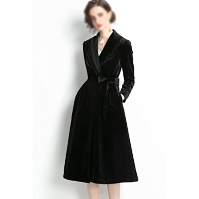 WALNUT Donne Inverno Inverno Inverno Abito da Cocktail Party da Cocktail da Ufficio Lungo (Color : Black, Size : M Code)