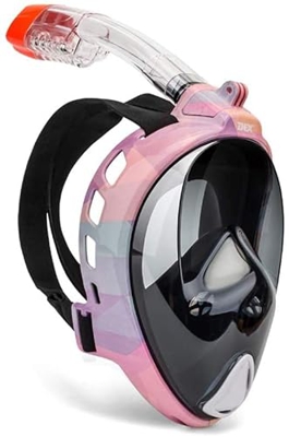 Maschera da snorkeling per immersione, maschera da snorkeling a pieno facciale, vista mare a 180°, maschere da immersione facili da respirare, set top