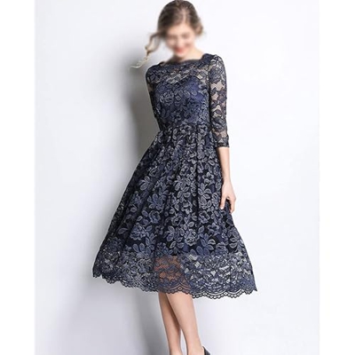 WALNUT Women Spring Office Abito in Pizzo Female Party Robe Femme Plus Size (Color : A, Size : XXL Code)