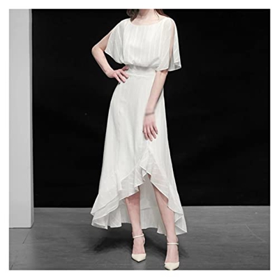 WALNUT Donne vestite da Cocktail Party da Sposa Asimmetrica Chiffon (Color : A, Size : M Code)