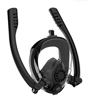 Maschera da snorkeling, vista panoramica a 180 gradi Maschera da snorkeling a pieno facciale, antiappannamento, anti-perdita con supporto per fotocame