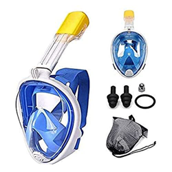 Maschera da snorkeling - Maschera da snorkeling e immersione originale a pieno facciale con visione panoramica a 180° - Tubo di ventilazione più lungo precio